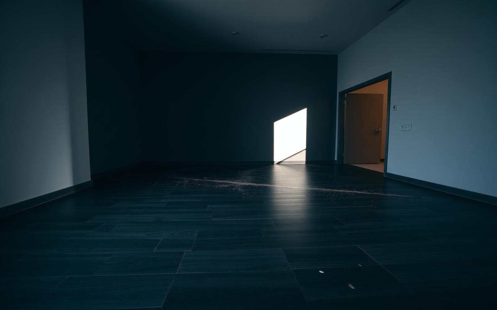 Wide-plank flooring installed across an empty modern room