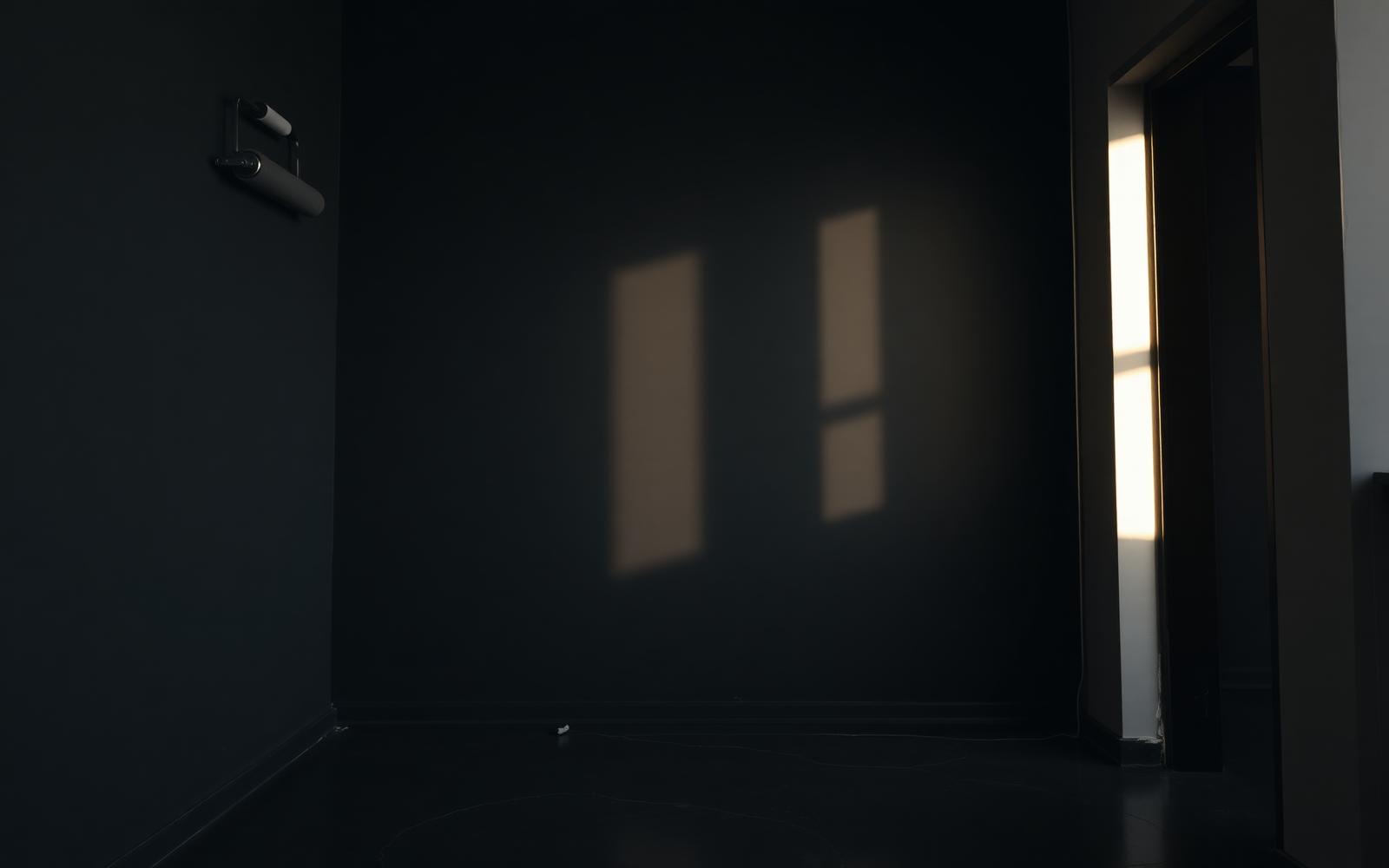 Freshly painted interior wall with dramatic side light